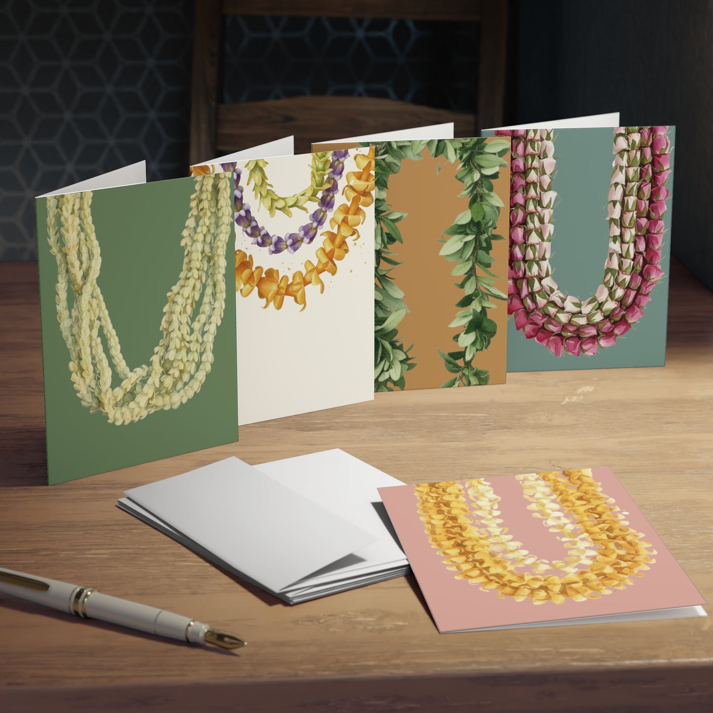 Hawaiian Lei Greeting Cards — 5-Pack Multi-Design Floral Note Cards