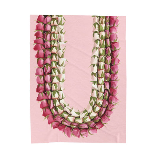 Lei Loke Velveteen Plush Blanket – Floral Hawaiian Luau Throw