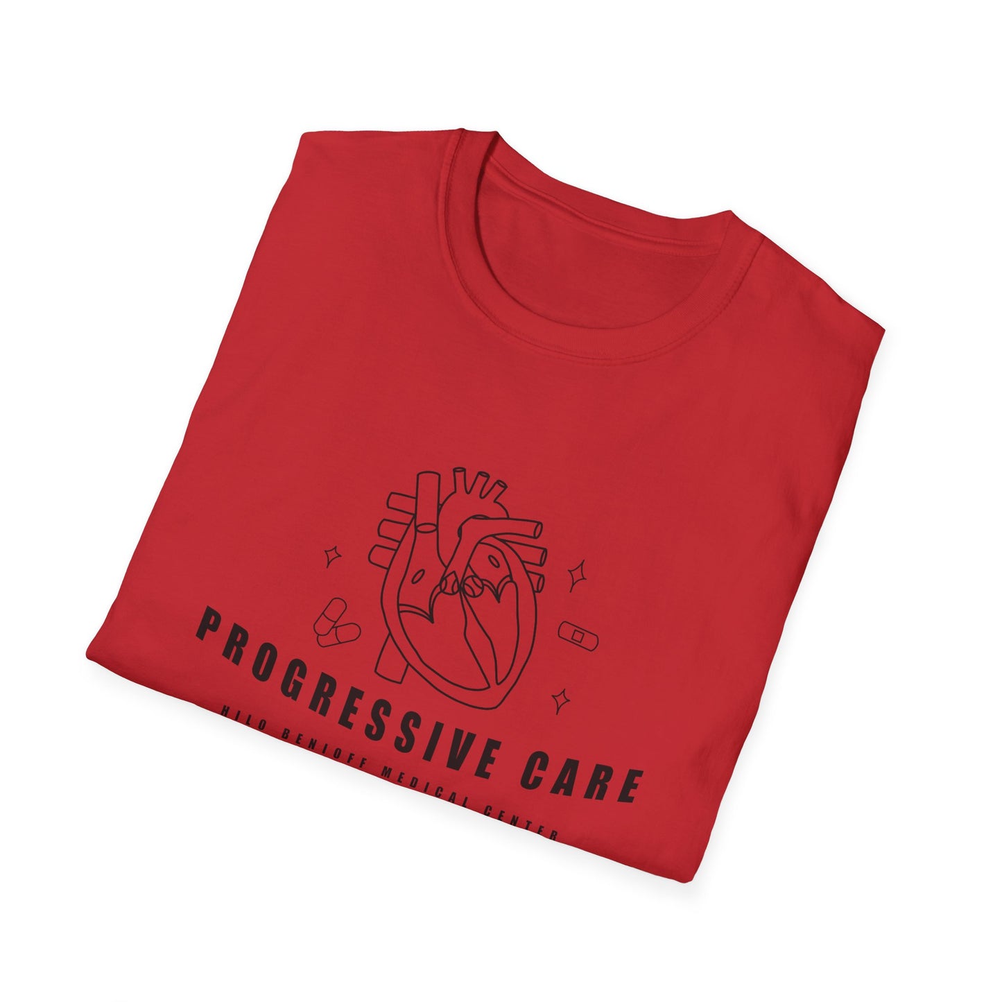 HBMC Progressive Care Unit Heart Fine Line Art Definition Unisex Softstyle T-Shirt