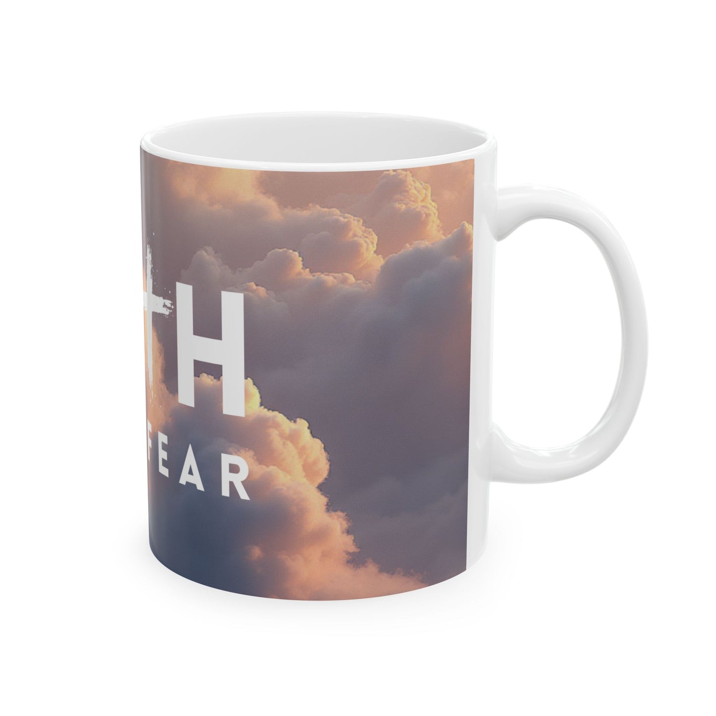 Faith Over Fear Ceramic Mug - Inspirational Coffee Cup for Daily Motivation