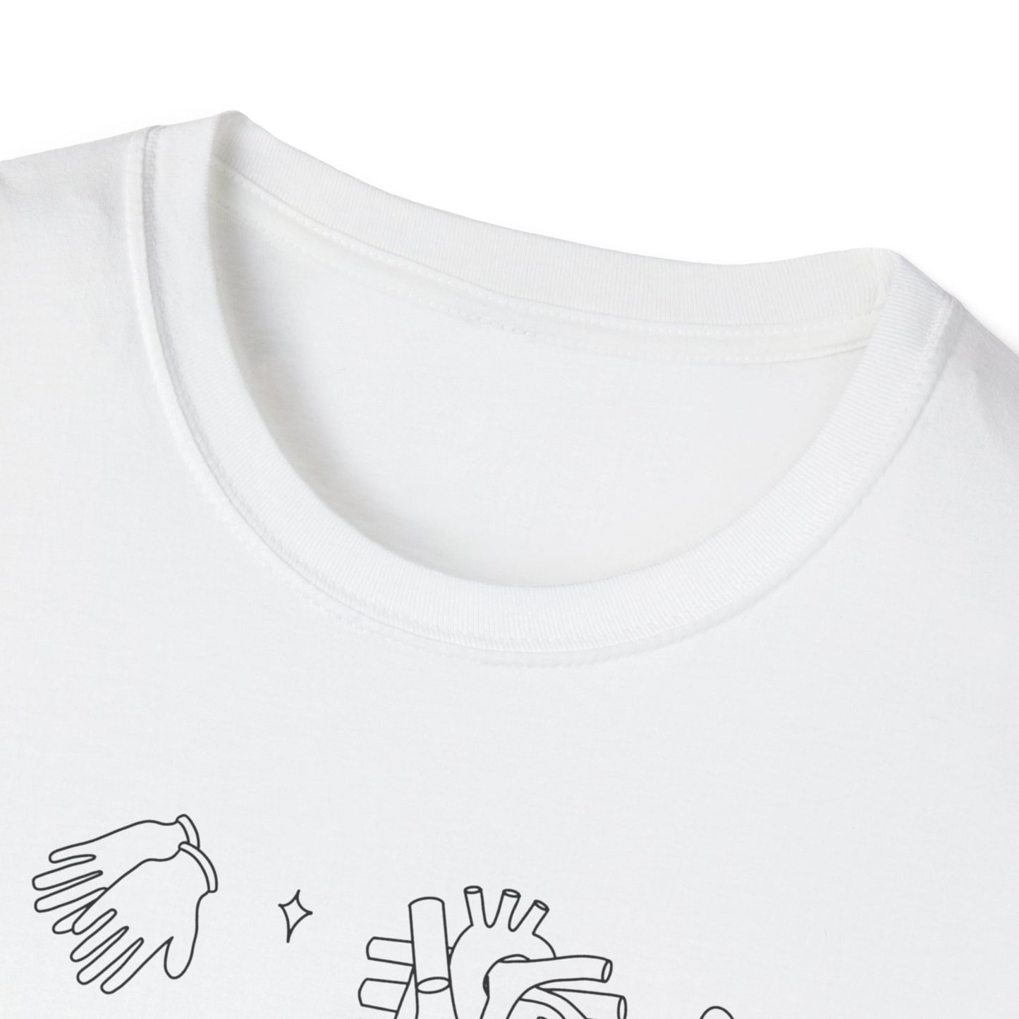 HBMC Progressive Care Unit Heart Fine Line Art 2.0 Definition Unisex Softstyle T-Shirt