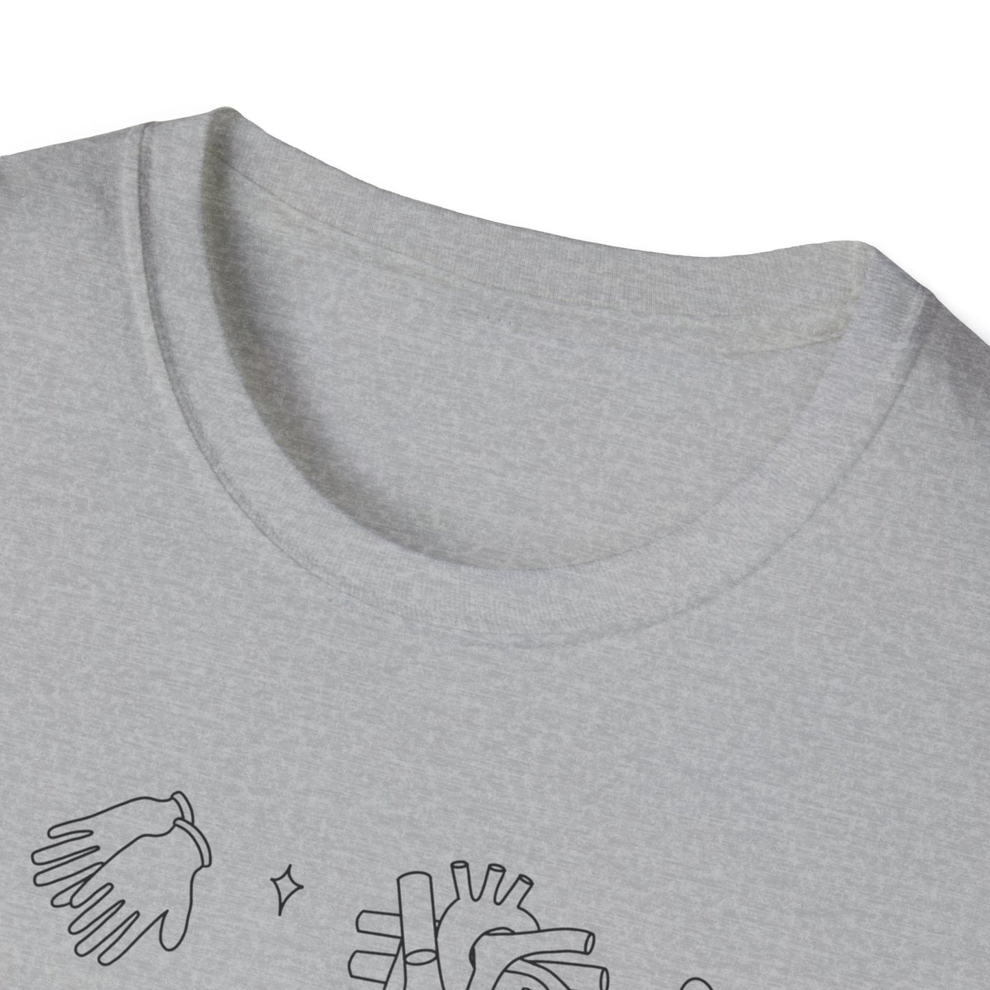 HBMC Progressive Care Unit Heart Fine Line Art 2.0 Definition Unisex Softstyle T-Shirt