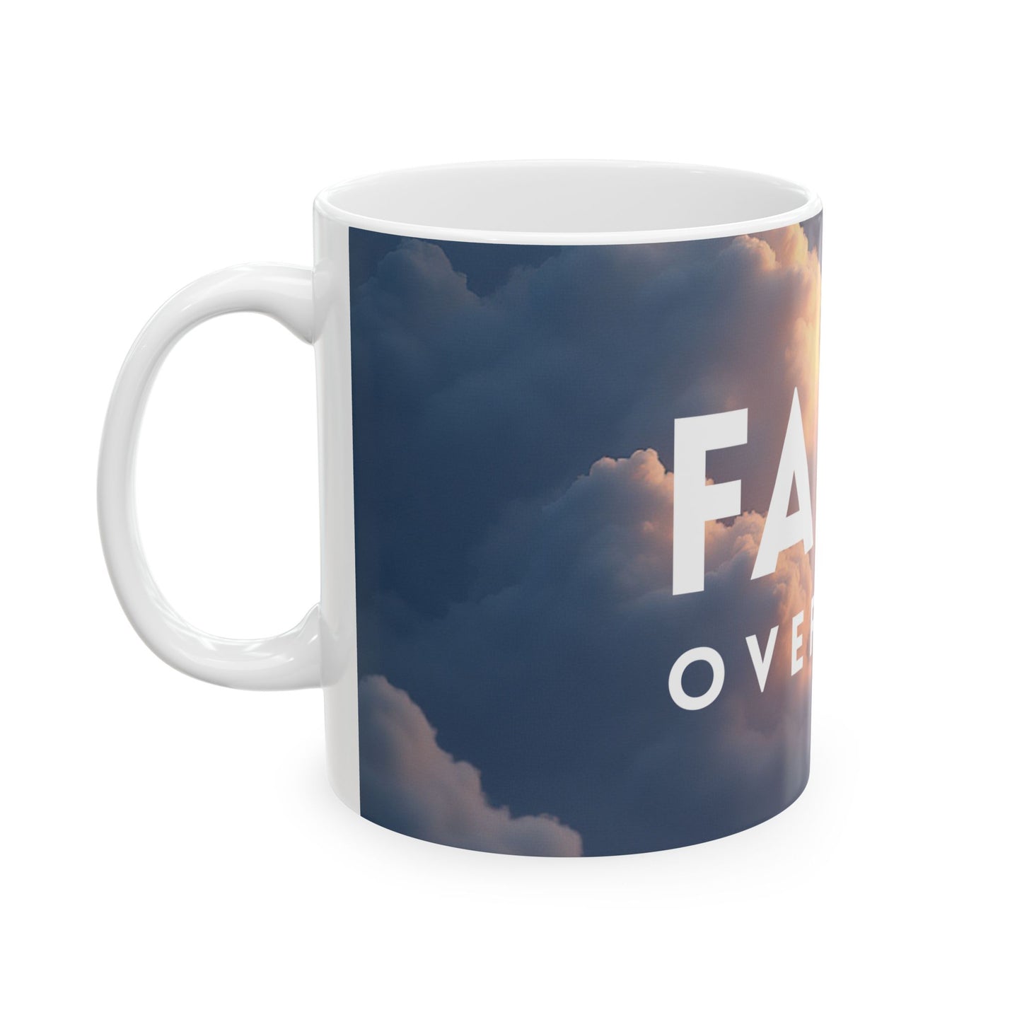 Faith Over Fear Ceramic Mug - Inspirational Coffee Cup for Daily Motivation