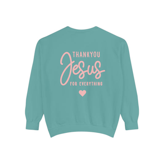 Thank You Jesus Sweatshirt — Faith-Based Religious Pullover with Pink Heart