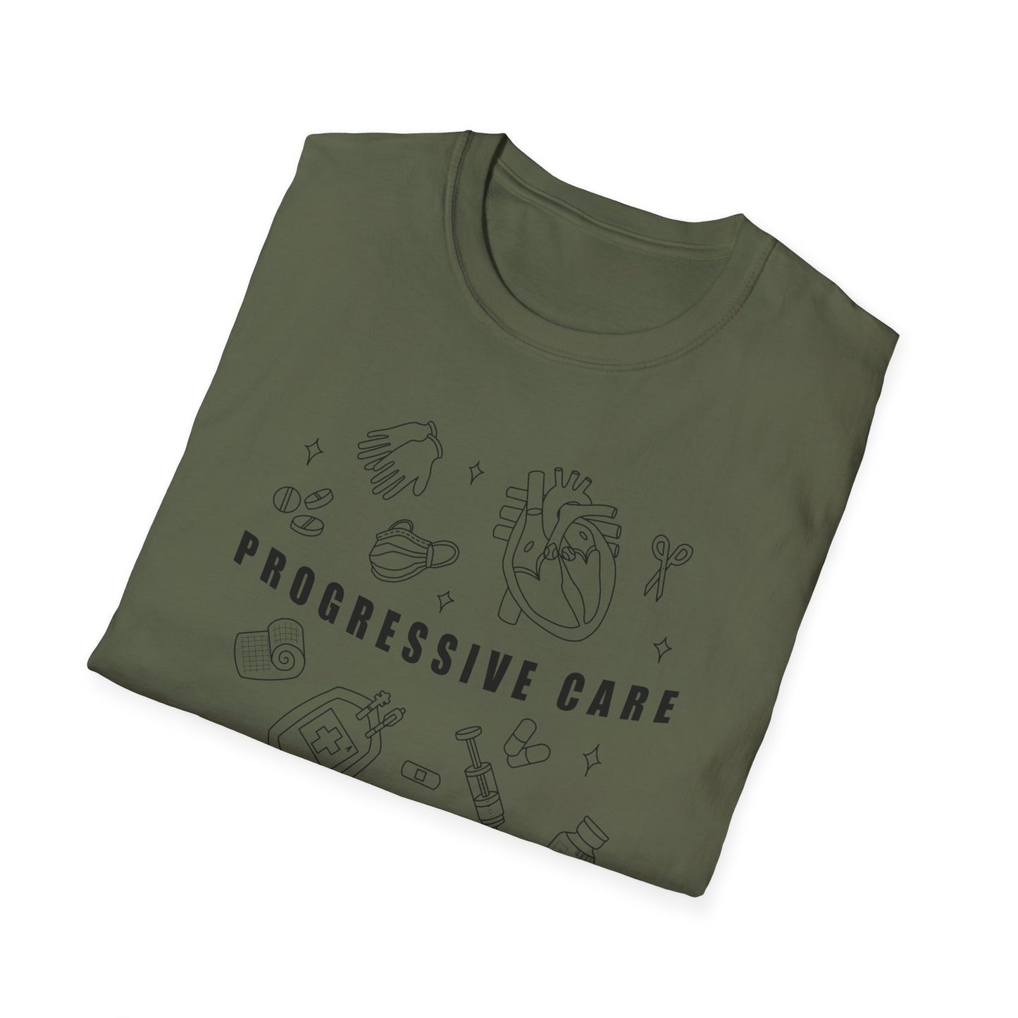 HBMC Progressive Care Unit Heart Fine Line Art 2.0 Definition Unisex Softstyle T-Shirt