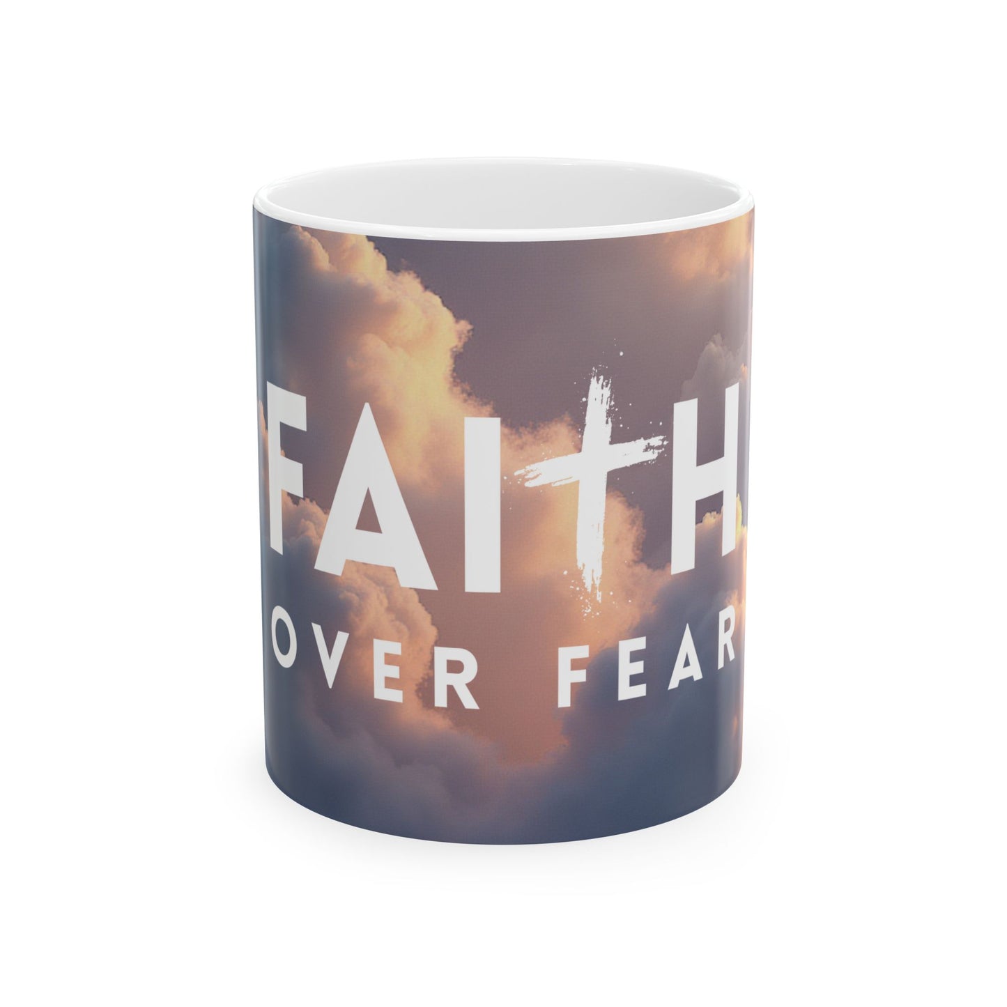 Faith Over Fear Ceramic Mug - Inspirational Coffee Cup for Daily Motivation
