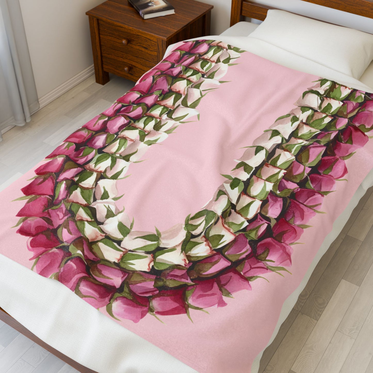 Lei Loke Velveteen Plush Blanket – Floral Hawaiian Luau Throw