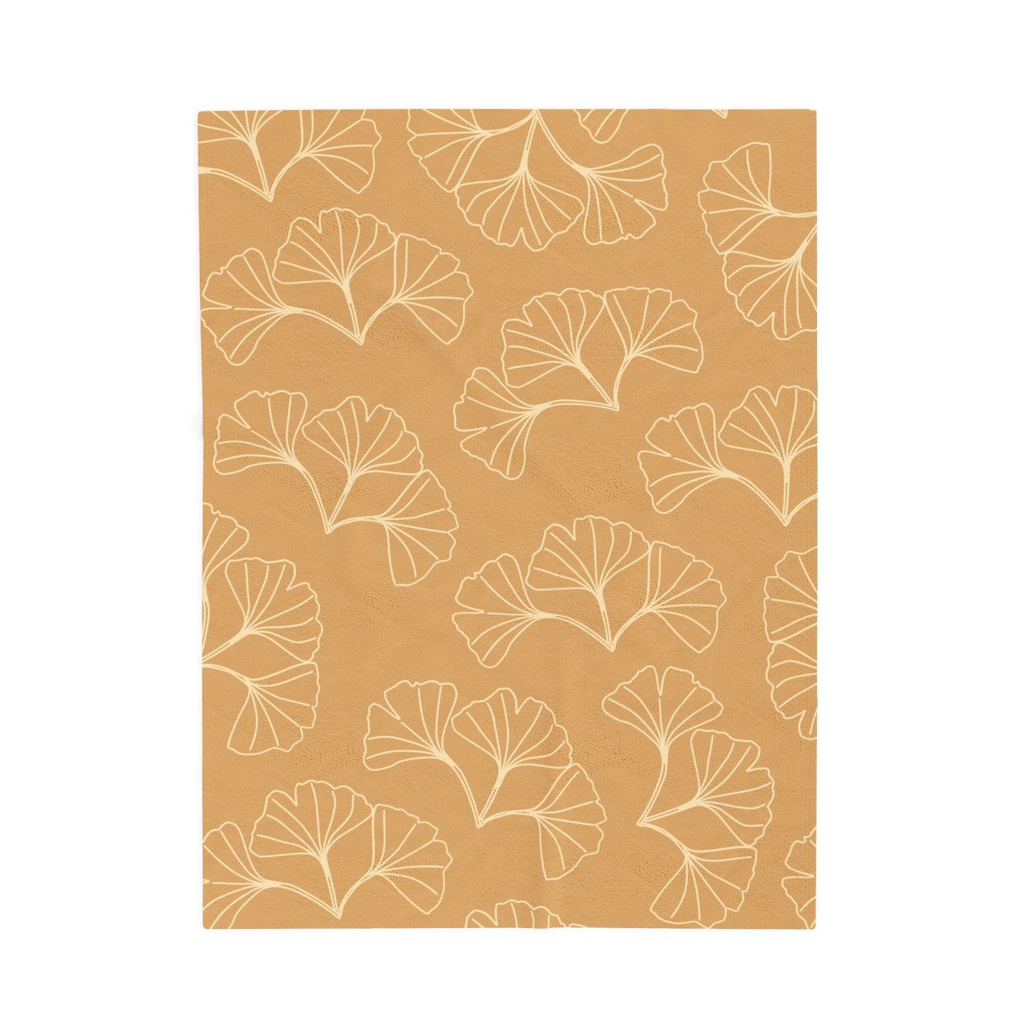 Lau Lāʻau Ginkgo Velveteen Plush Blanket — Cozy Golden Botanical Throw