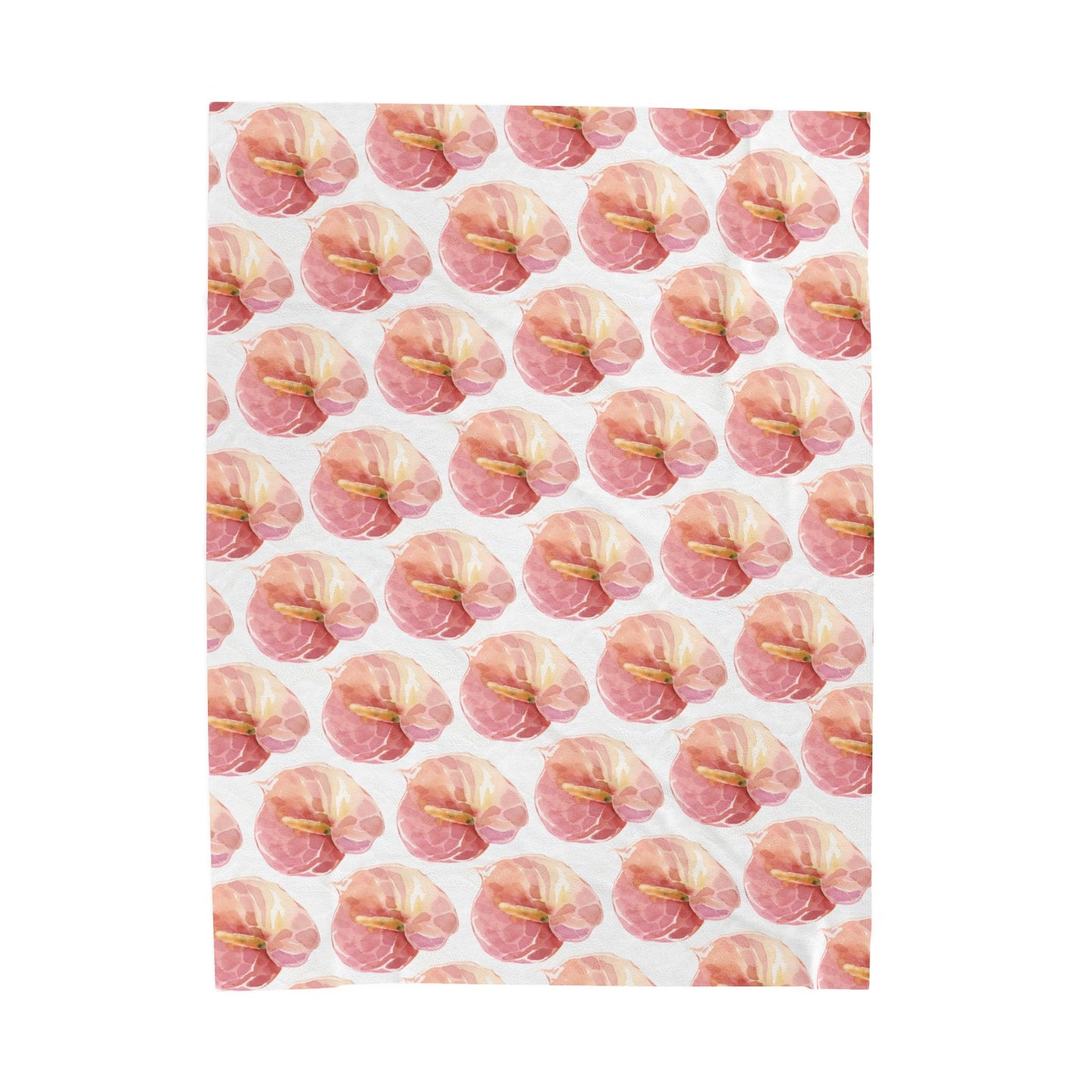 Anthurium Velveteen Plush Blanket — Pink Watercolor Poppy Floral Throw