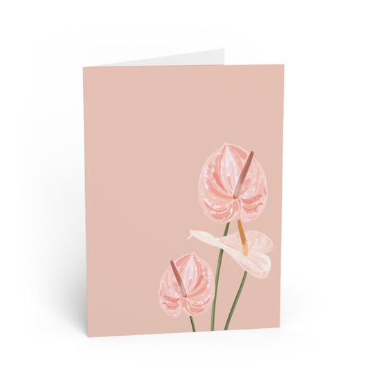 Anthurium Floral Greeting Card — Pink Botanical Blank Note Card