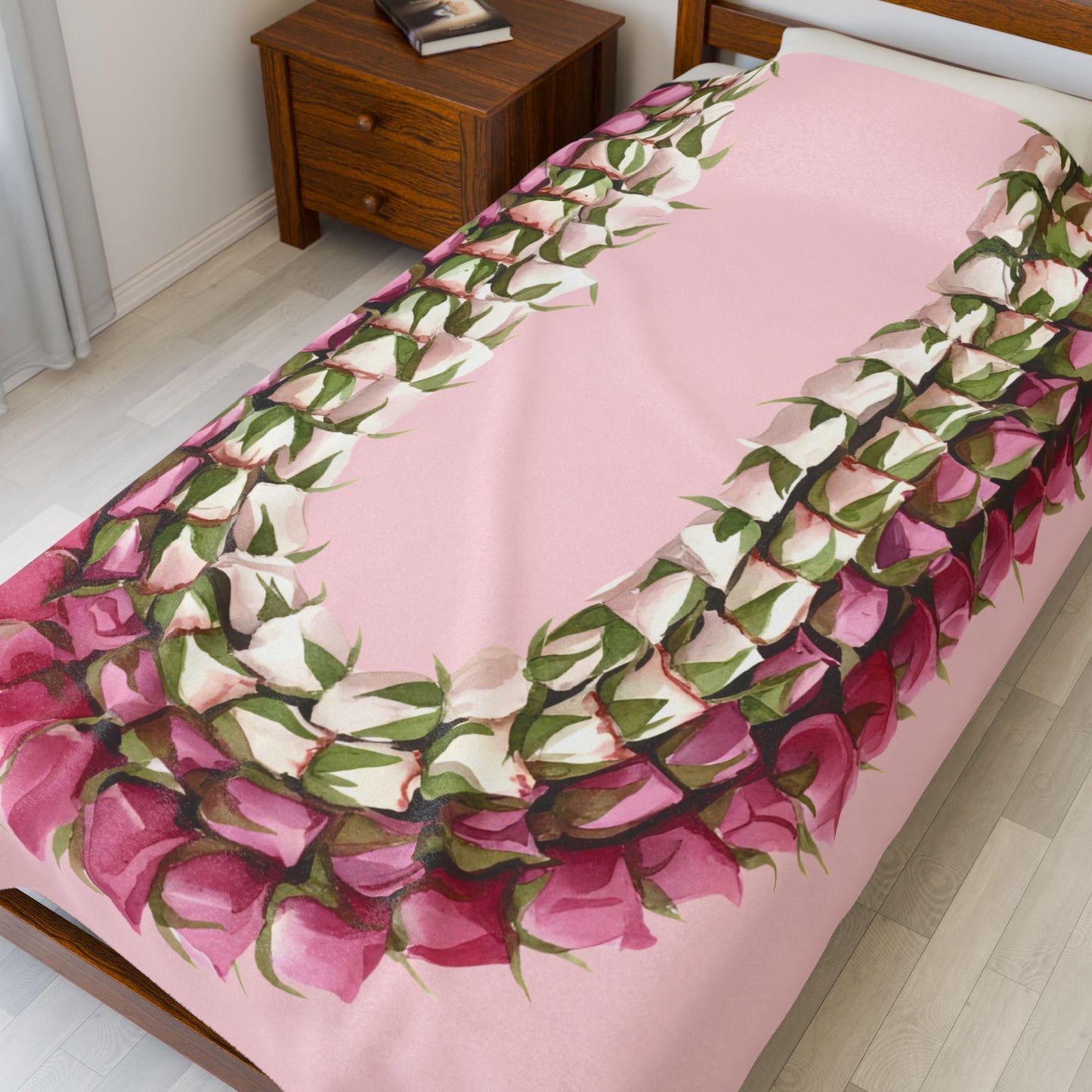Lei Loke Velveteen Plush Blanket – Floral Hawaiian Luau Throw