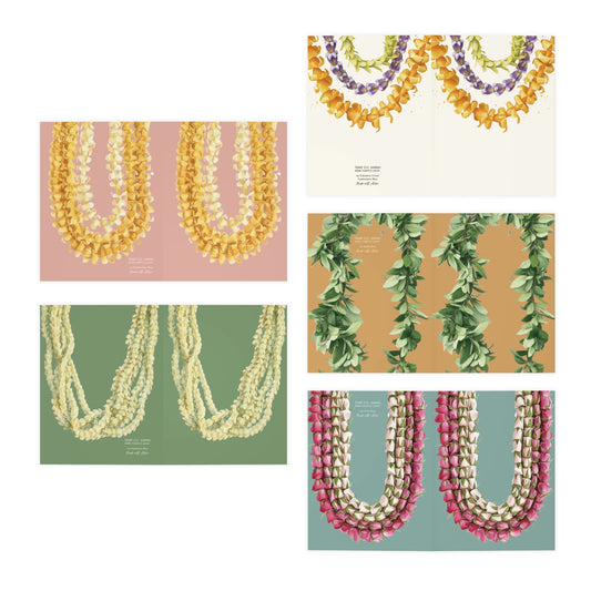 Hawaiian Lei Greeting Cards — 5-Pack Multi-Design Floral Note Cards