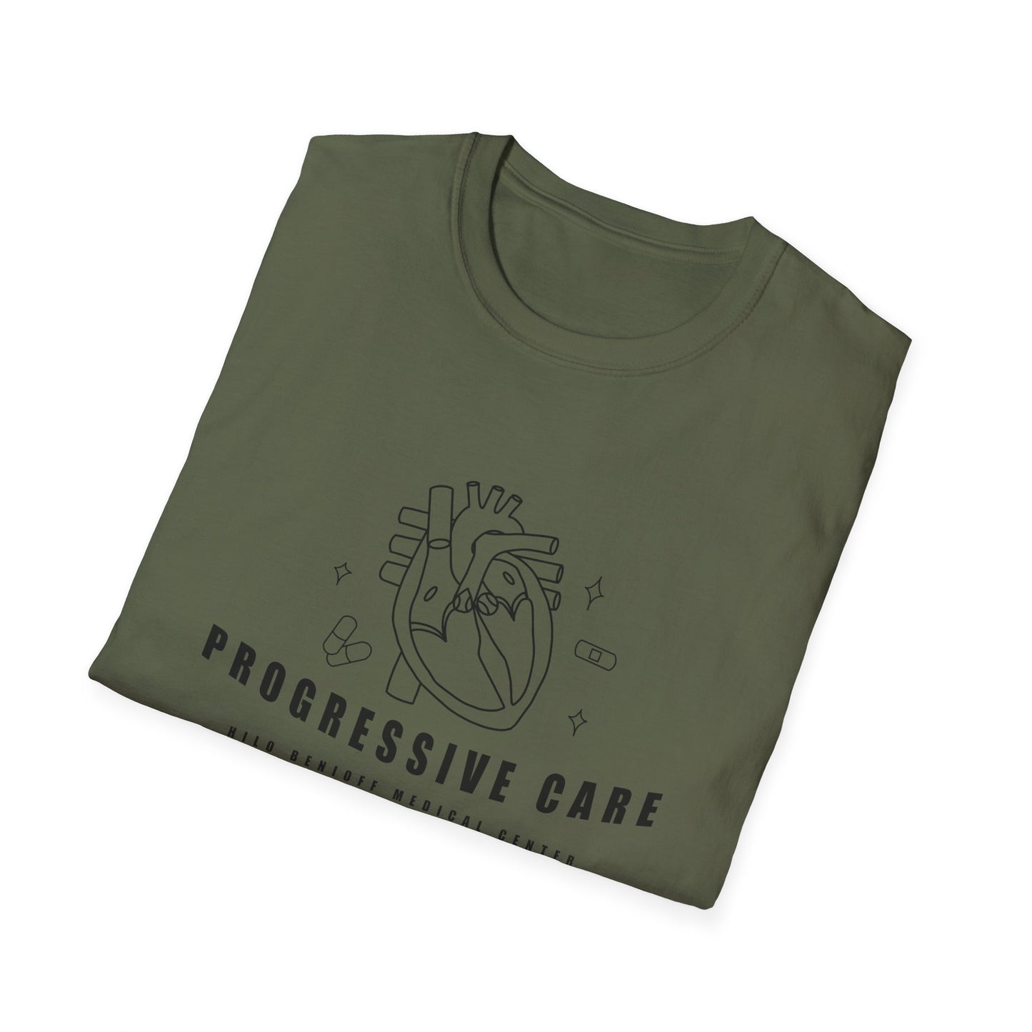 HBMC Progressive Care Unit Heart Fine Line Art Definition Unisex Softstyle T-Shirt