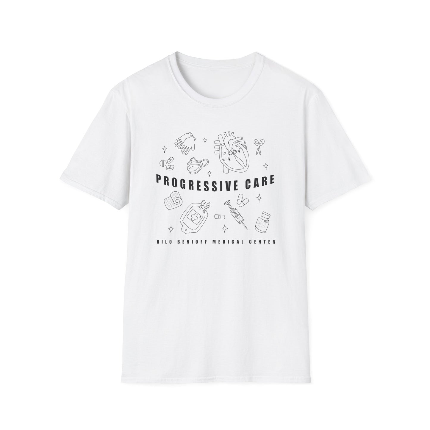 HBMC Progressive Care Unit Heart Fine Line Art 2.0 Definition Unisex Softstyle T-Shirt