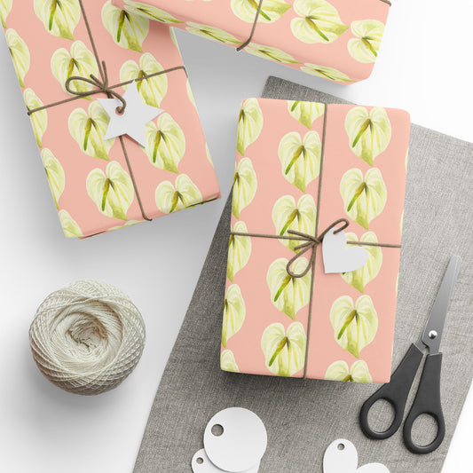 Anthurium Pua Wrapping Paper — Pink Tropical Gift Wrap Roll