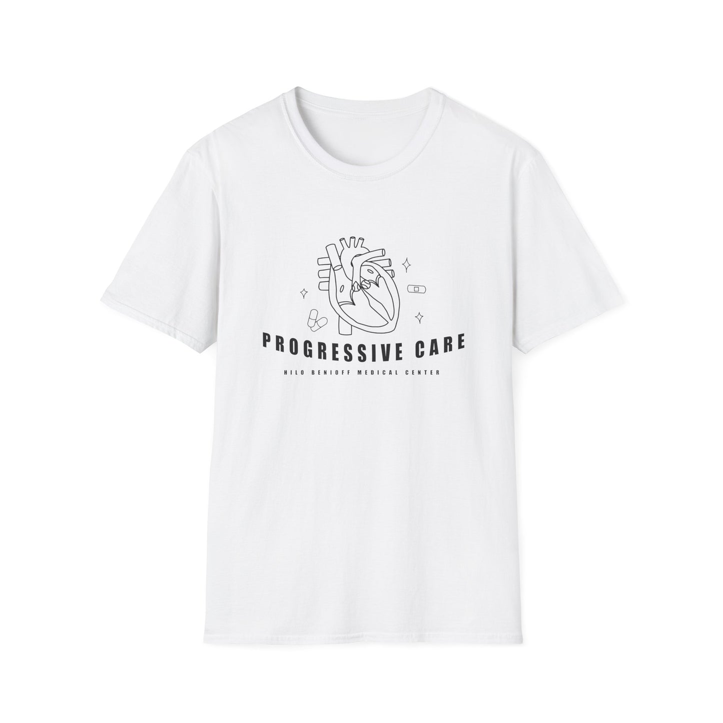 HBMC Progressive Care Unit Heart Fine Line Art Definition Unisex Softstyle T-Shirt