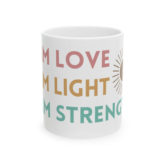 Inspirational Ceramic Mug - Love, Light, Strength