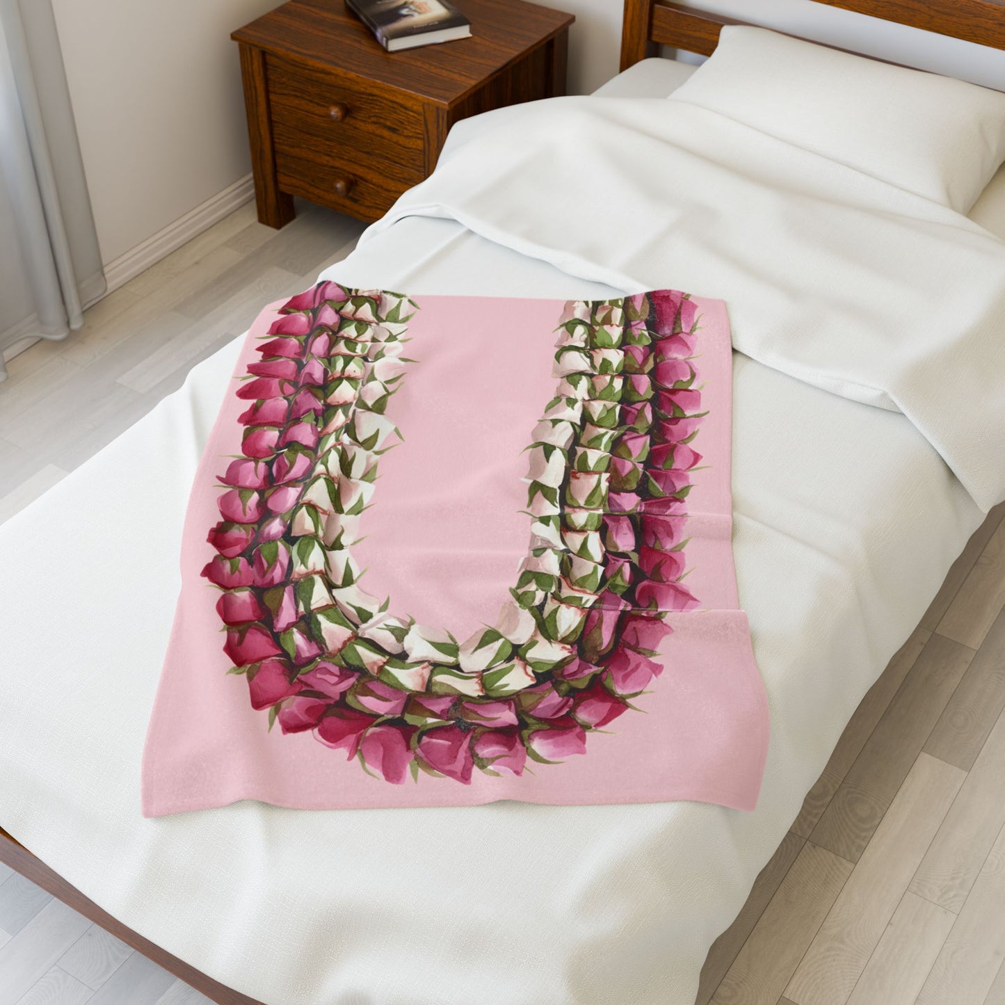 Lei Loke Velveteen Plush Blanket – Floral Hawaiian Luau Throw