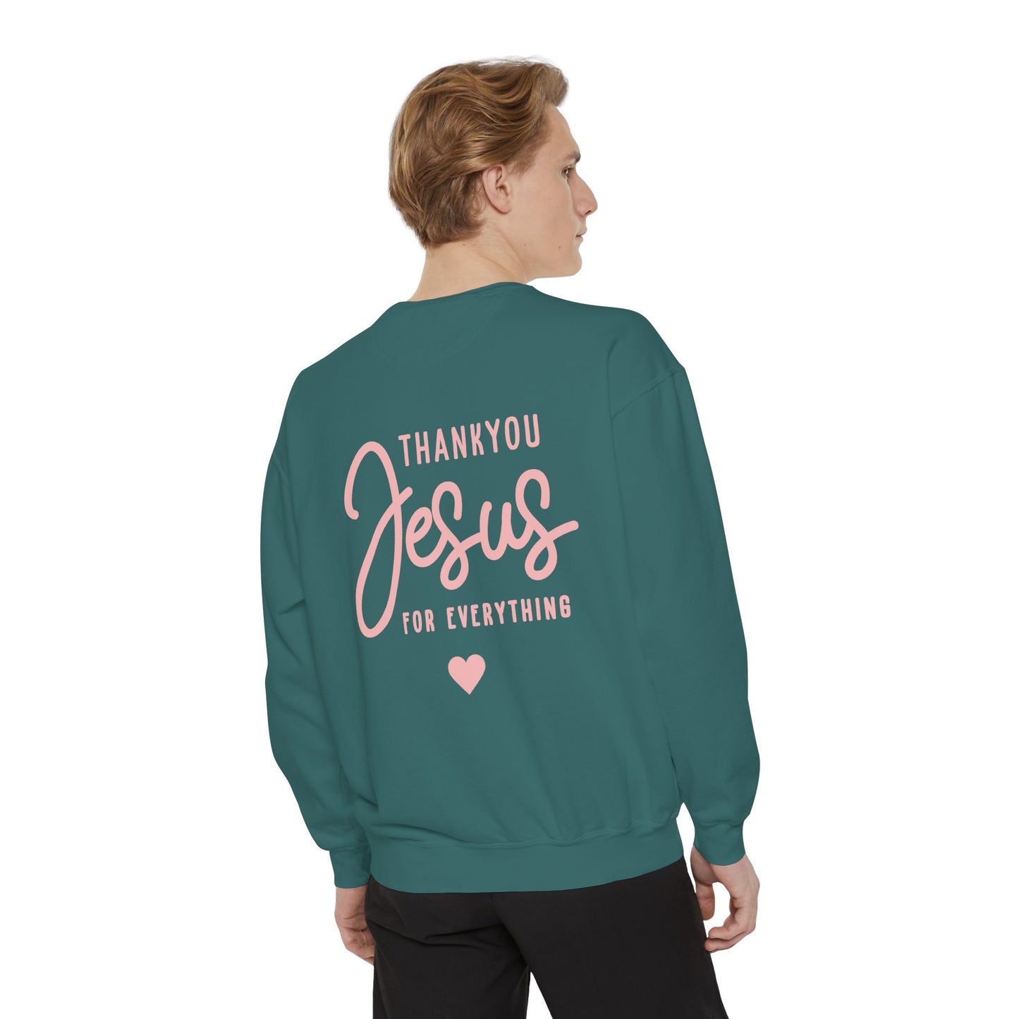 Thank You Jesus Sweatshirt — Faith-Based Religious Pullover with Pink Heart