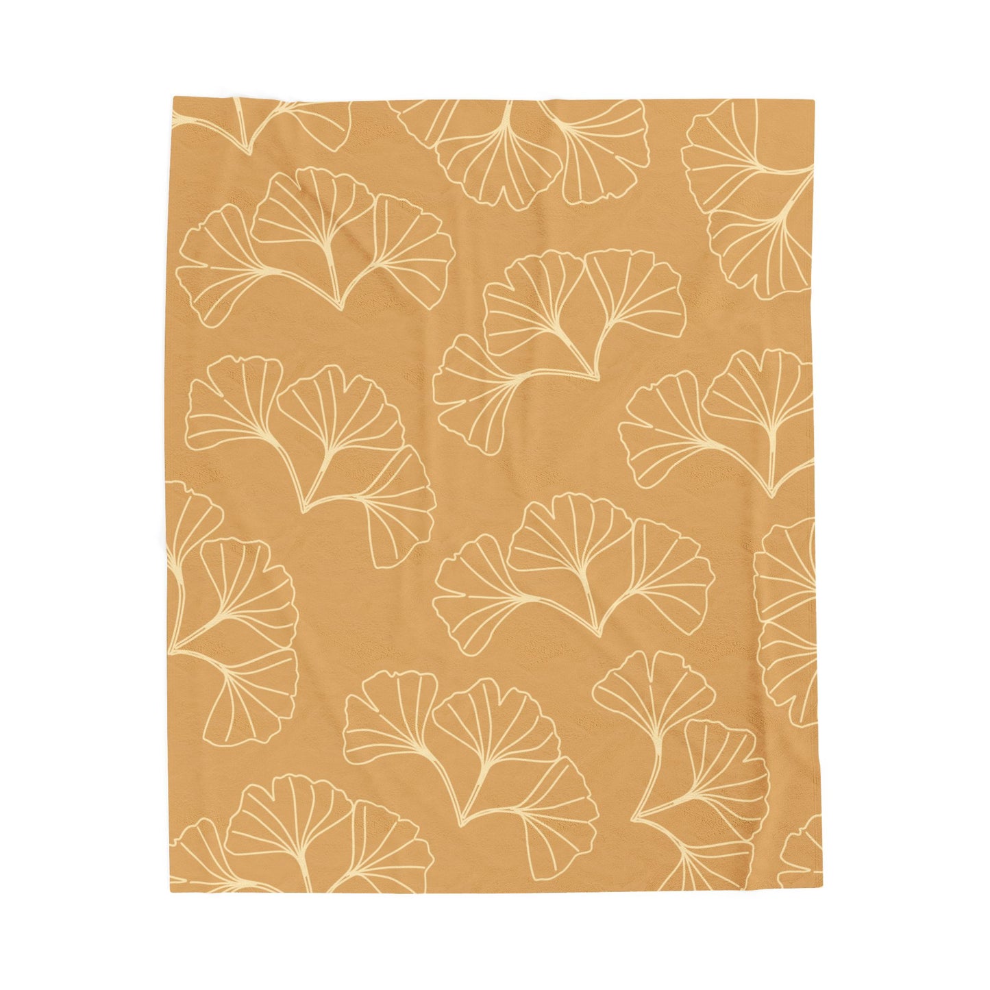 Lau Lāʻau Ginkgo Velveteen Plush Blanket — Cozy Golden Botanical Throw