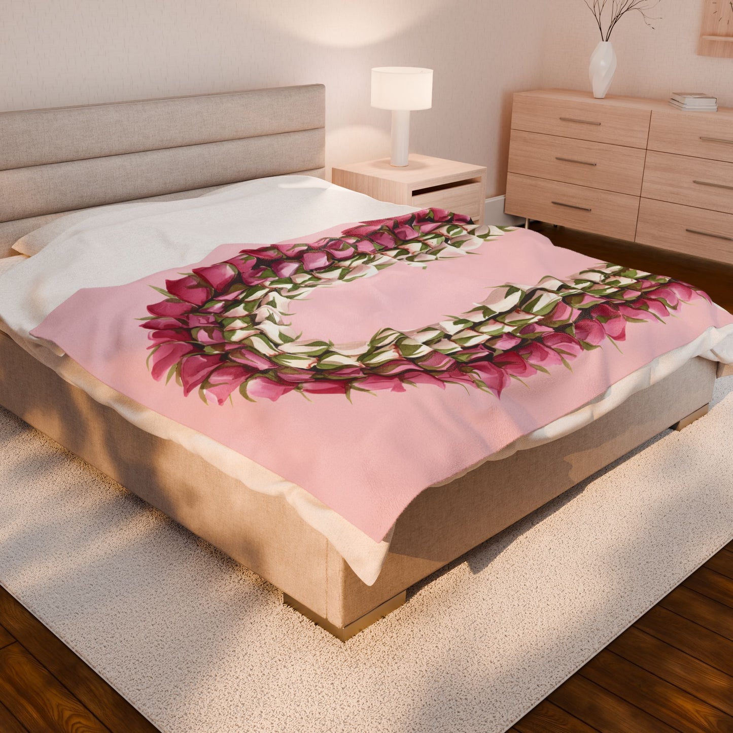 Lei Loke Velveteen Plush Blanket – Floral Hawaiian Luau Throw