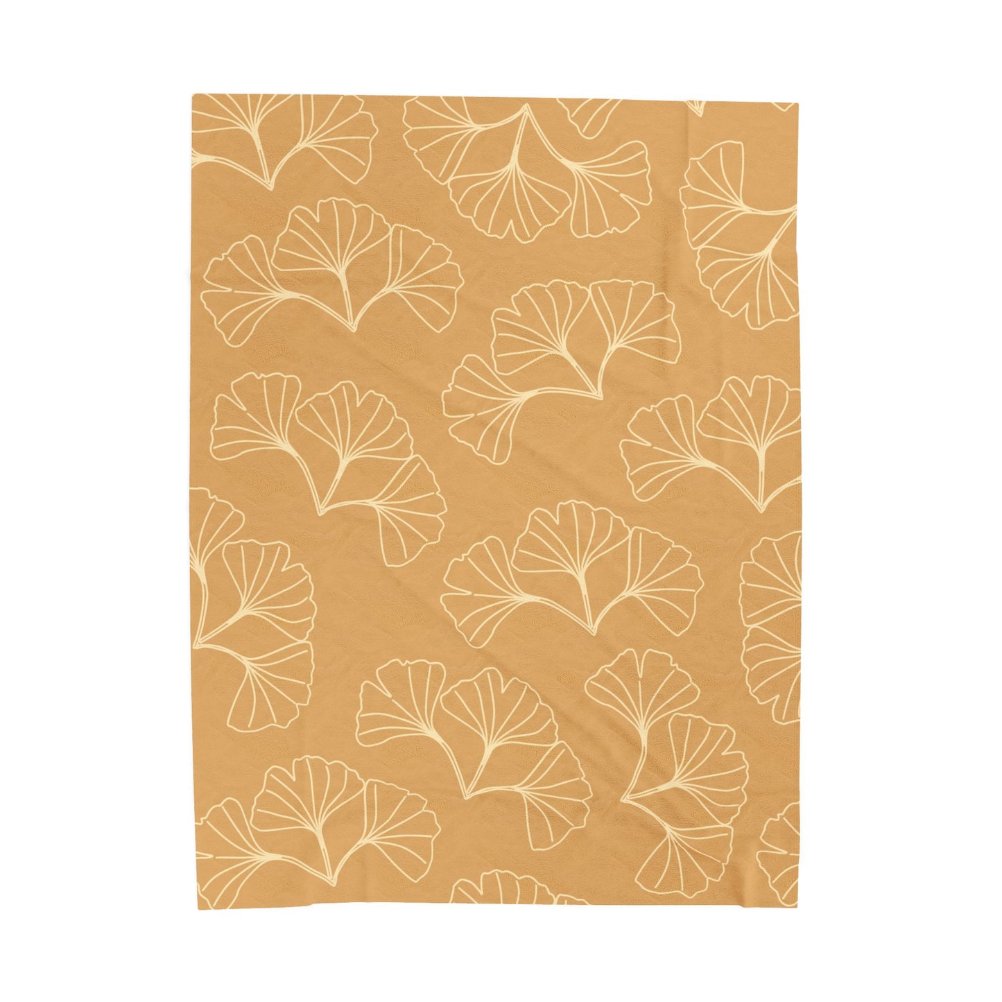 Lau Lāʻau Ginkgo Velveteen Plush Blanket — Cozy Golden Botanical Throw