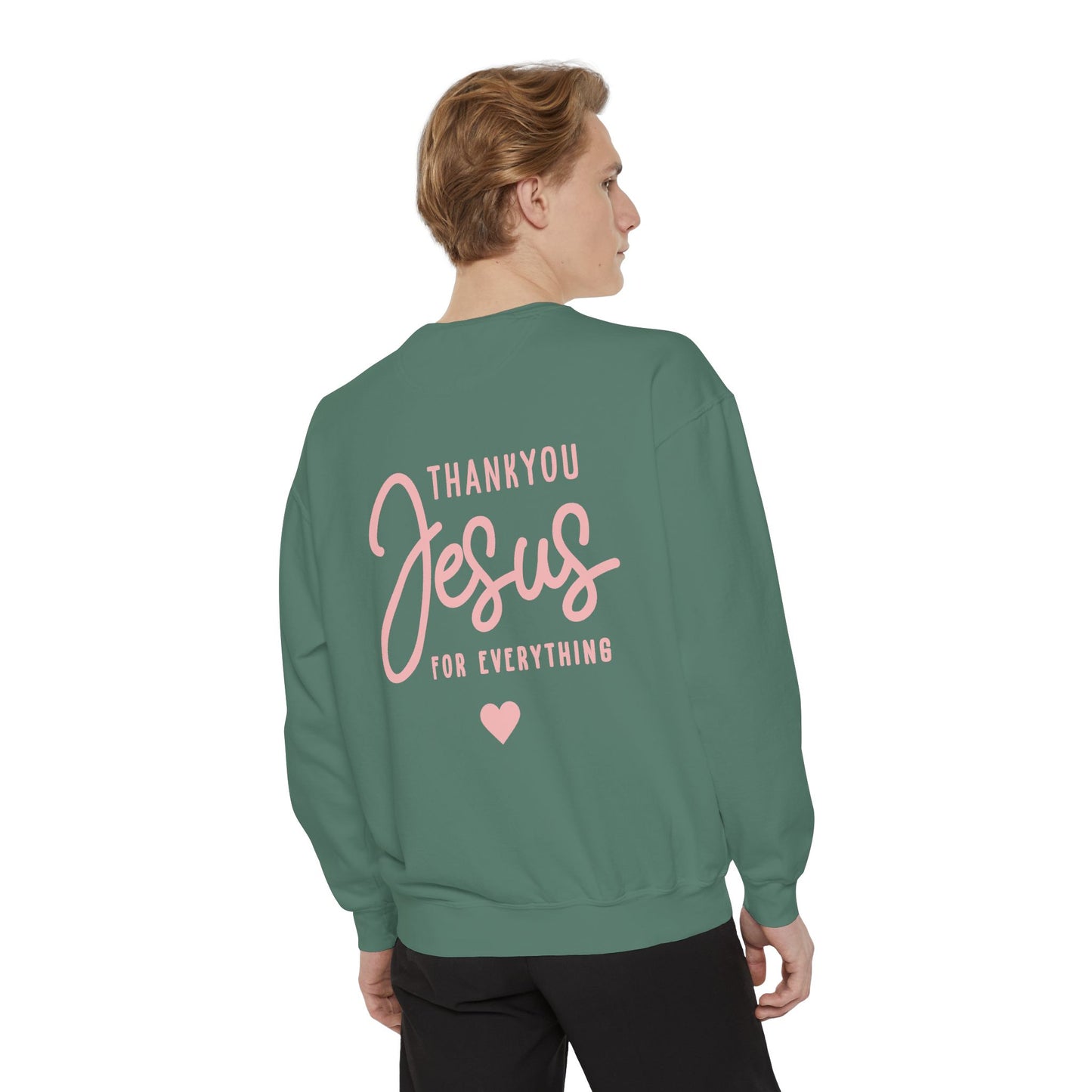 Thank You Jesus Sweatshirt — Faith-Based Religious Pullover with Pink Heart
