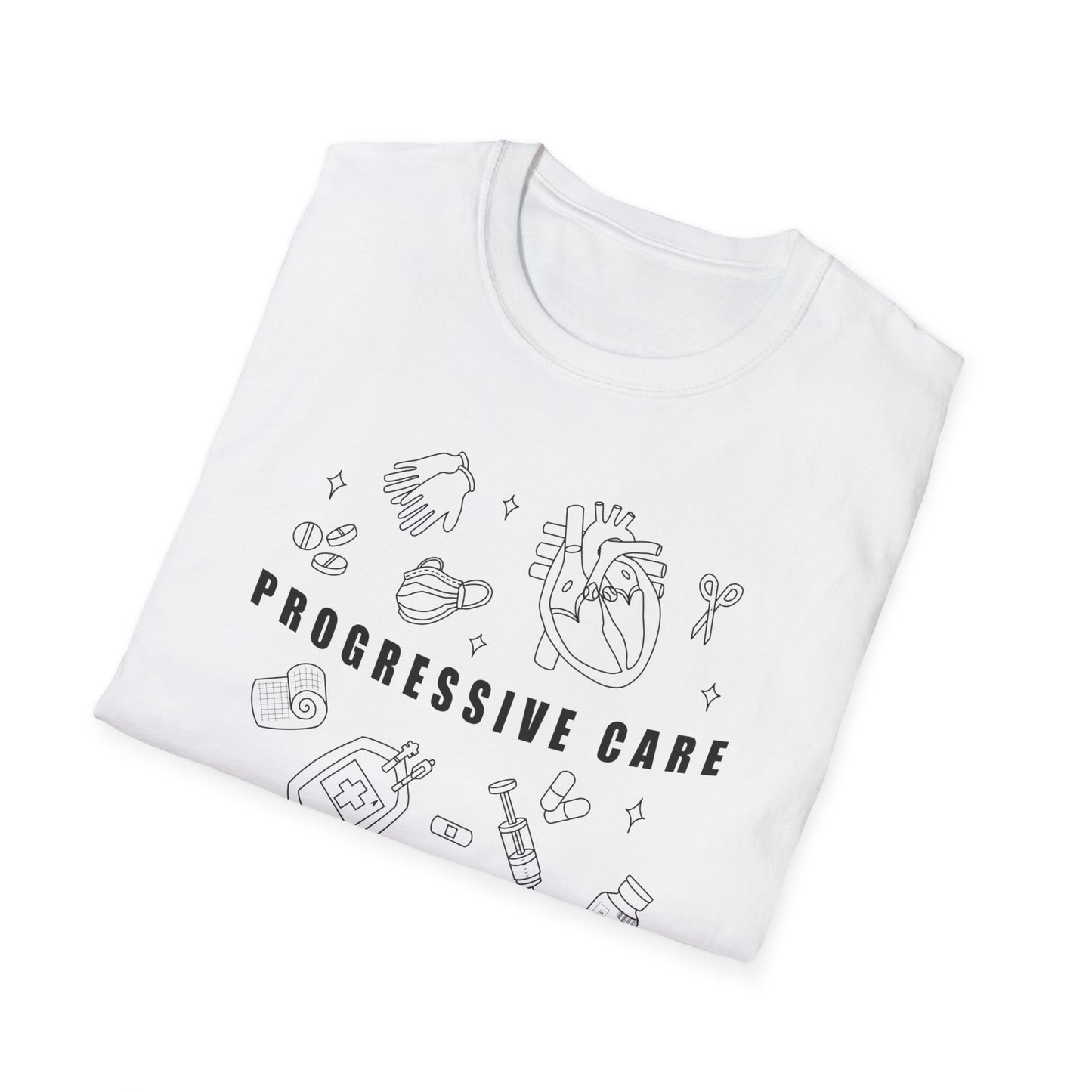 HBMC Progressive Care Unit Heart Fine Line Art 2.0 Definition Unisex Softstyle T-Shirt