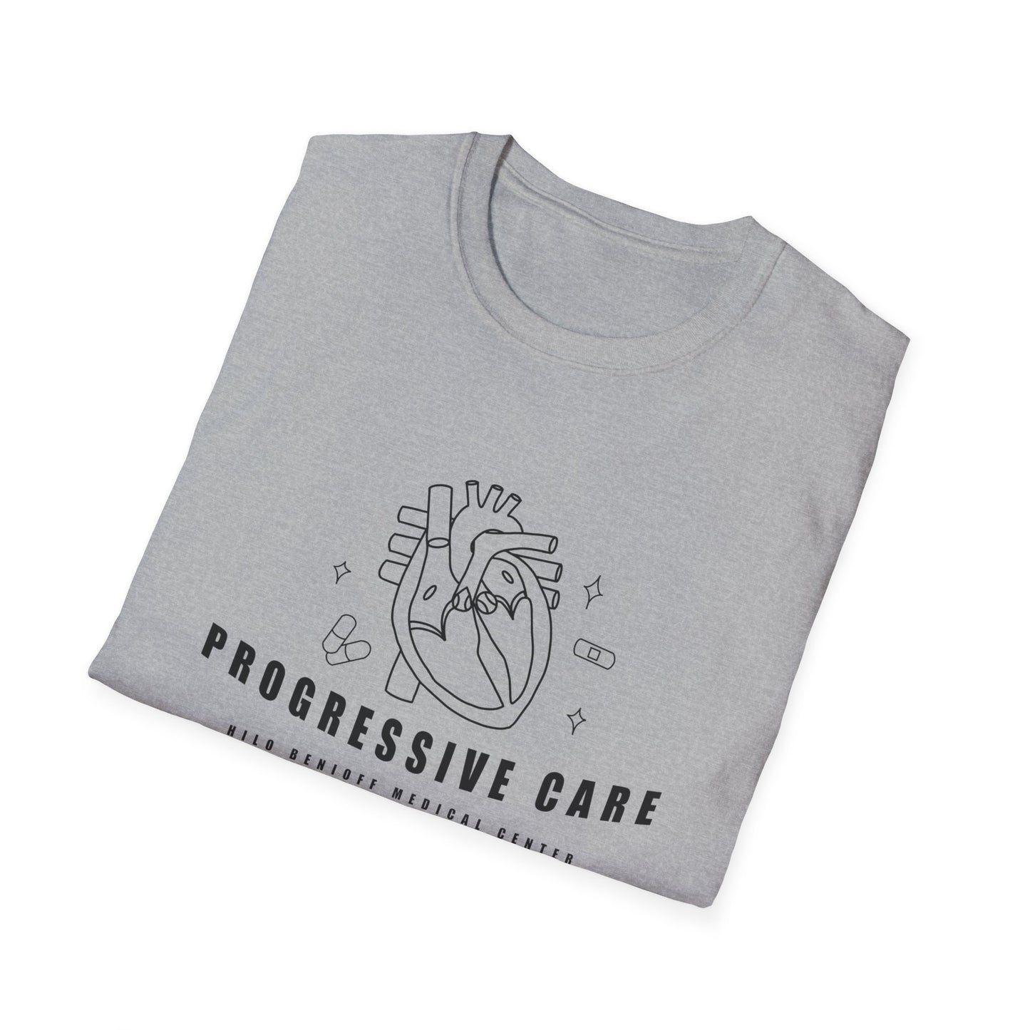 HBMC Progressive Care Unit Heart Fine Line Art Definition Unisex Softstyle T-Shirt