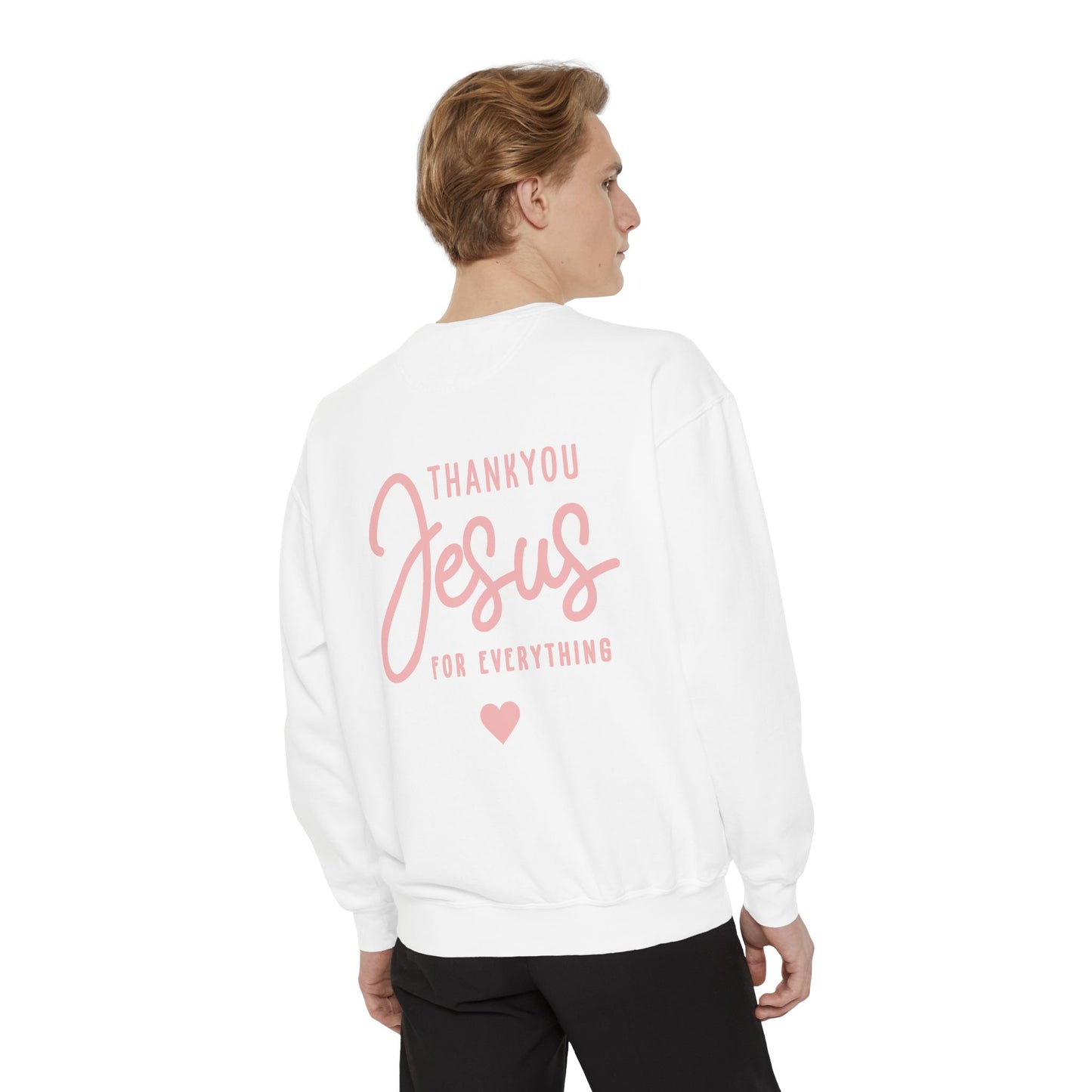 Thank You Jesus Sweatshirt — Faith-Based Religious Pullover with Pink Heart