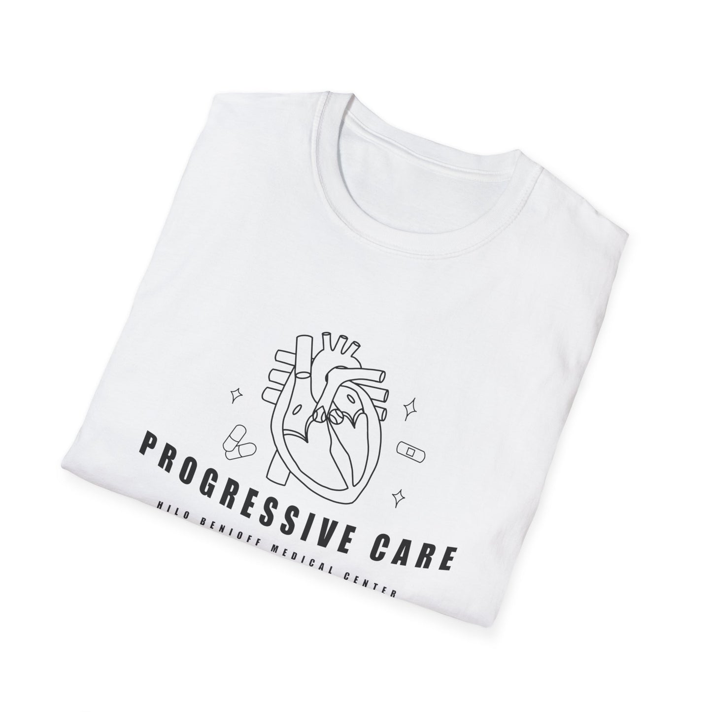 HBMC Progressive Care Unit Heart Fine Line Art Definition Unisex Softstyle T-Shirt