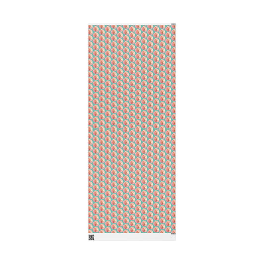 Pink Anthurium Pua Wrapping Paper Roll — Pink Watercolor on Teal