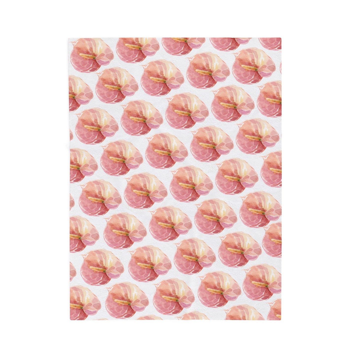 Anthurium Velveteen Plush Blanket — Pink Watercolor Poppy Floral Throw